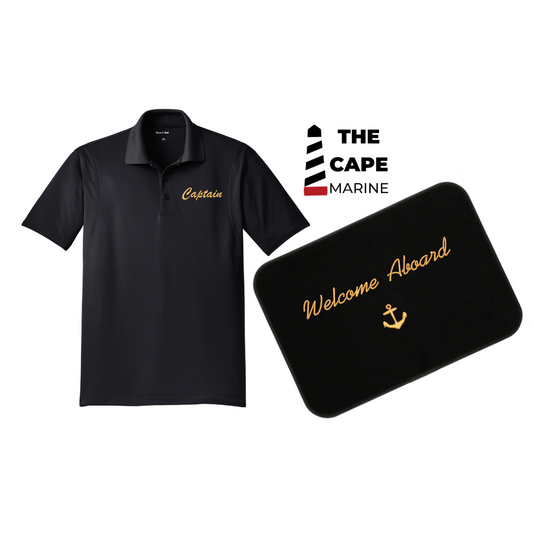Holiday Bundle Embroidered Polo Shirt and Welcome Aboard Mat - FREE SHIPPING