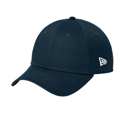 Navy blue cap with a white logo on a white background