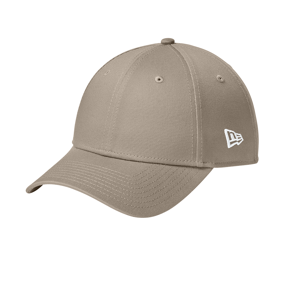 Beige cap with a New Era logo on a white background
