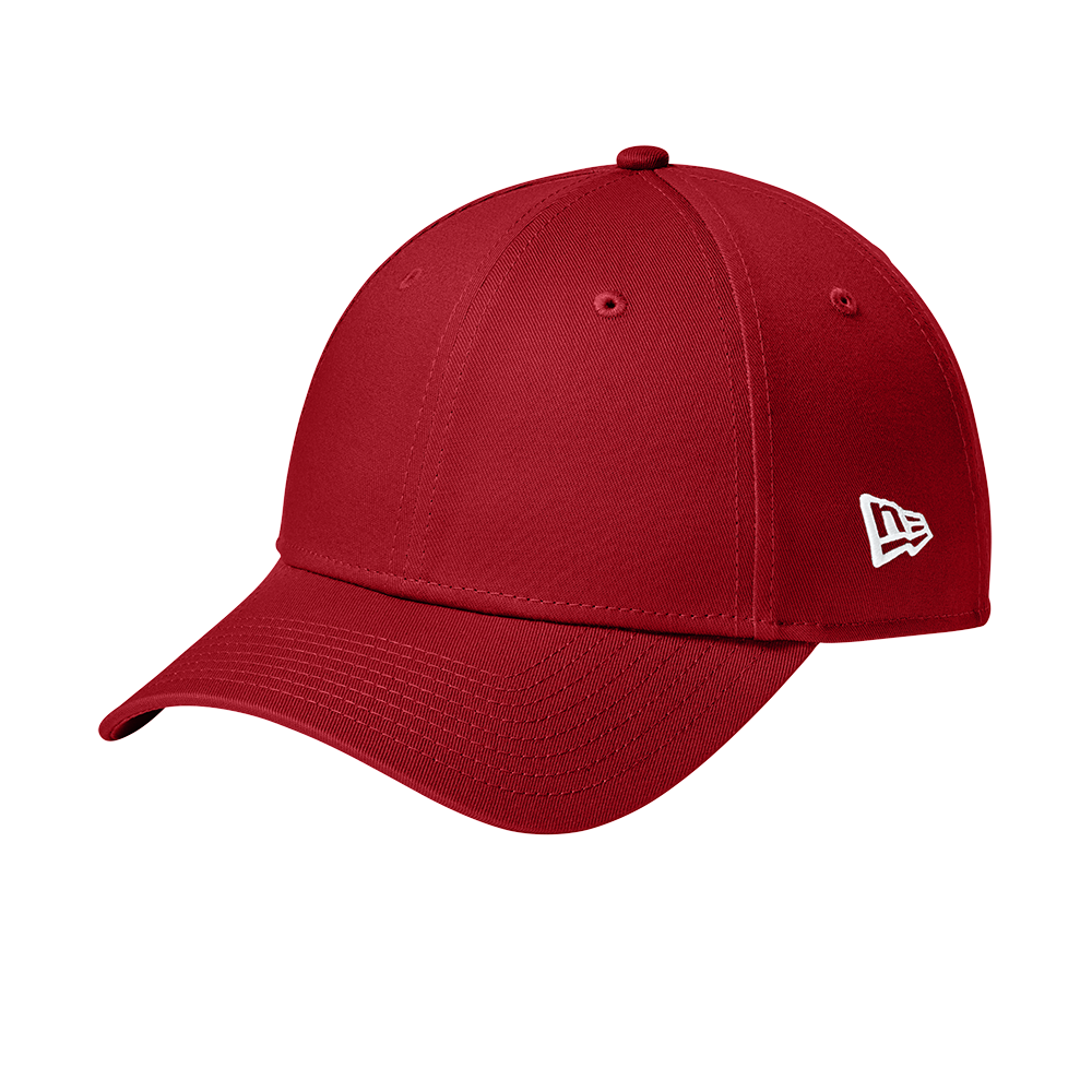 Red baseball cap with a brand logo on a white background