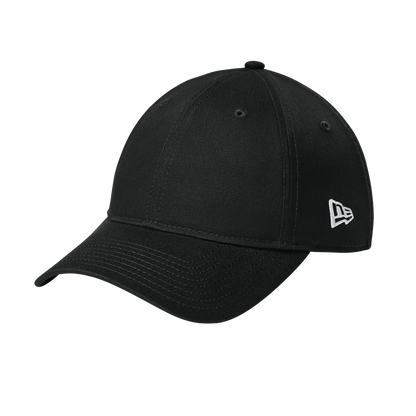 Black baseball cap with a New Era logo on a white background