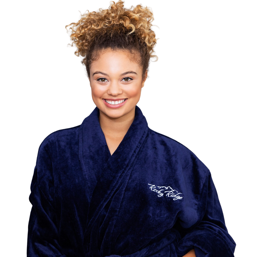 Terry Velour Shawl Collar Robe - Custom Embroidered